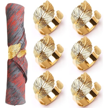 Servettringar, Guld Servettringar Set om 6 Servetthållare Ringar för Bröllop Fest Bordsdekoration, 4,8 cm
