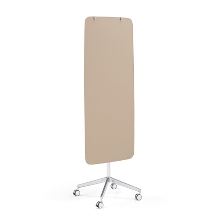 Mobile Glasschreibtafel STELLA gerundet, hellbraun