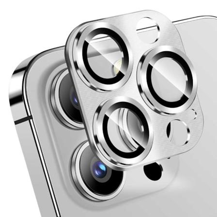 iPhone 13 Pro/13 Pro Max linssinsuojus metallia karkaistua lasia hopeaa hopea