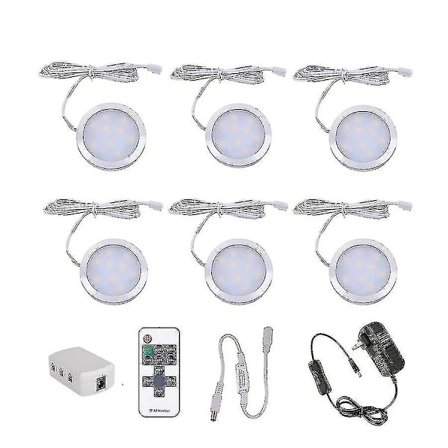 3/4/6/8/10 st Dimbar LED Under Skåpbelysning 12V Slim Aluminium Dimbar Puck Lampor Kit För Garderob Bokhylla Garderobslampa (Storlek, Färg: 6 st-XF...