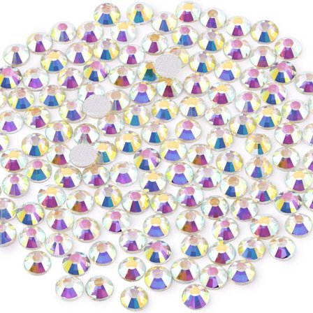 1440 STK. SS10/2,8 mm Krystal Rhinestones (Crystal AB), Blændende Flatback Glas Rhinestones til Håndværk DIY Neglekunst Makeup Dekoration, Ædelstene 