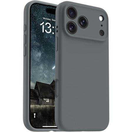 17-tommer telefoncover, kompatibelt med Magsafe ultratyndt cover, blød flydende silikone stødsikkert etui (koksgrå, iPhone 17 Pro Max)