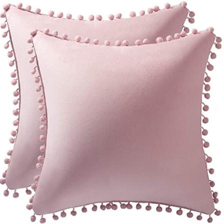 Ins wind kudde enfärgad ull runt vanligt boll örngott cover enfärgat kuddfodral (blekrosa 45*45cm),