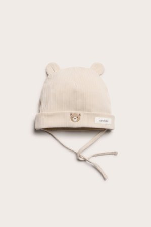 Newbie | Lue med knytebånd og ører Lys beige 44/46 | Lys beige