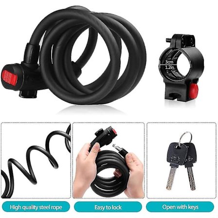 Sykkellås, 15mm sykkellås med nøkkelkabelås sikkerhetsnivå svært høy sykkellås