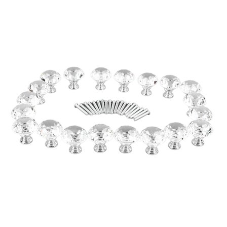 20 kpl kristallikaapin nupit alumiiniseos läpinäkyvä pyöreä laatikon vetokahvat nupit keittiön kaappiin vaatekaappiin kylpyhuoneen lipastoon 