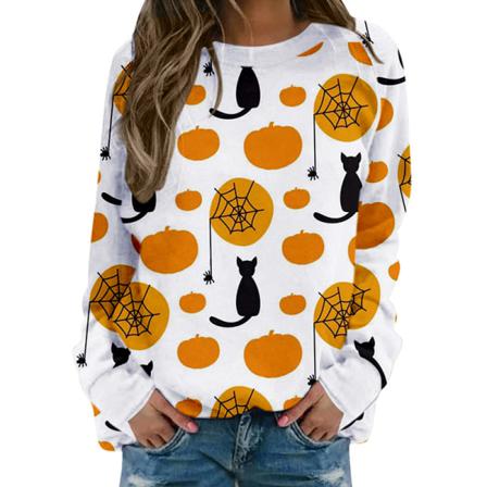 Hoodies Med Rund Hals För Damer För Halloween