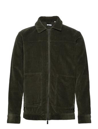 Classic 8-Wales Cotton Corduroy Zip Overshirts Khakinvihreät Knowledge Cotton Apparel