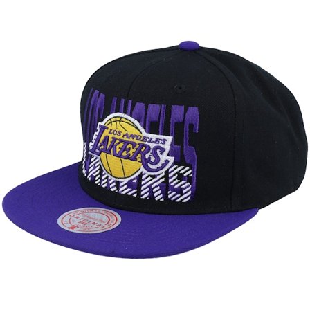 Mitchell & Ness - Los Angeles Lakers Cross Check Black/Purple Snapback Snapback Black Cap - NBA @ Hatstore