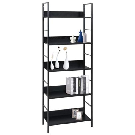 Vidaxl Bokhylla 5 Hyllplan Svart 60x27,6x158,5 Cm Spånskiva Svart