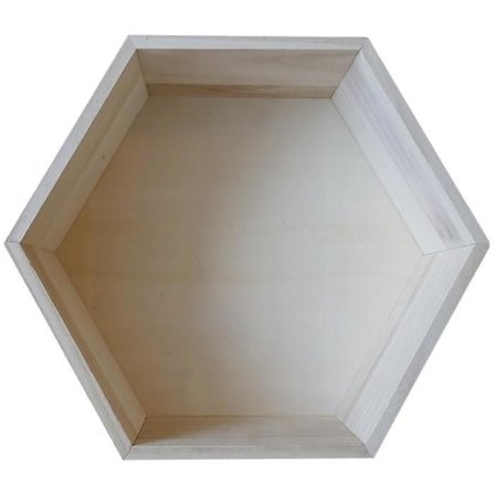 Hexagon hylde i træ 30 x 26,5 x 10 cm