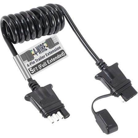 2025 Senaste Modell 1,5 m Släpvagn 4-polig Platt Kabel Förlängningsspiral, Fordons- och Släpvagnssida 4-vägs Kontakt Släpvagnskabel