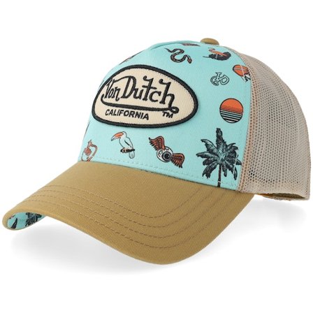 Von Dutch - Blå trucker Keps - Embroidery Yellow/Blue/Multi A-frame Trucker @ Hatstore