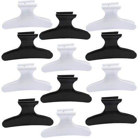Hårklämmor för Styling och Sektionering 12-pack Svart Vit Fjärilsklämmor Hårkloklämmor Pro Salong Hårklämmor för Styling Sektionering Klippning och 