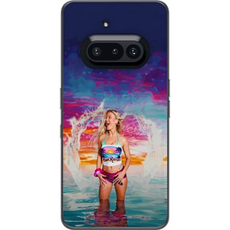 Kompatibel Mobilcover til Nothing Phone (3a) Blond kvinde i farverigt strandtøj, der leger i havet ved solnedgang