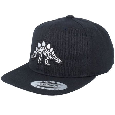 Kiddo Cap - Svart snapback Keps - Kids Stegosaurus Skeleton Patch Black Snapback @ Hatstore
