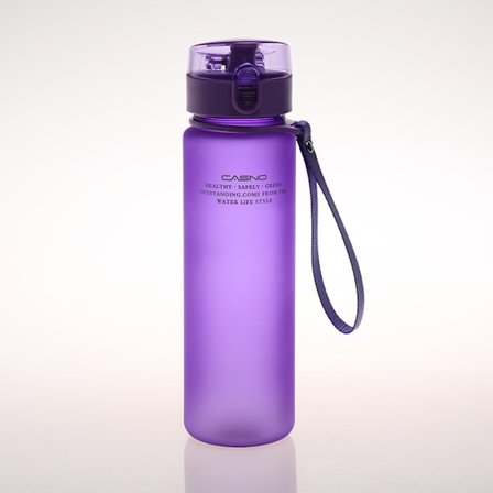 Matte sports water cup, plastic portable cup, male and female creative portable student water bottle with lid (purple 560ml)