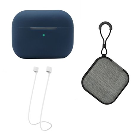 AirPods Pro 2 silikoneetui med rem og opbevaringsboks - Midnatsblå