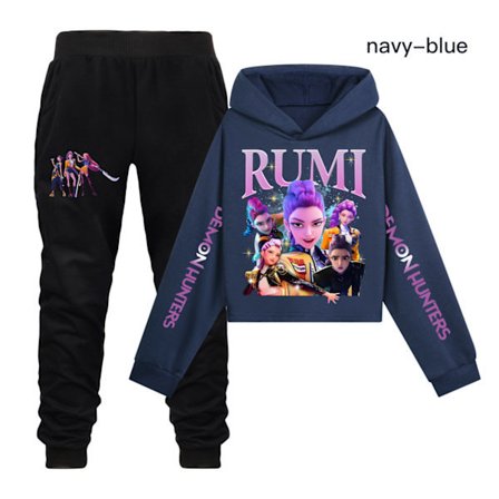 KPOP Demon Hunter Piger Cropped Sweatshirt & Shorts Sæt K-POP