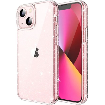 Glitter Cover til iPhone 13 6.1 Tommer, Bling Glitter Stødsikkert Telefon Cover, Sødt Glitter Cover til Kvinder og Piger