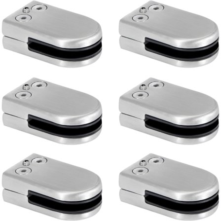 6 stycken glasklämmor i rostfritt stål, 6-8 mm glasklämmor, justerbara glasklämmor