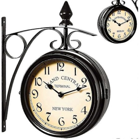 Tosidet Togstations Vægur Sort Vintage Design Ur 2025th