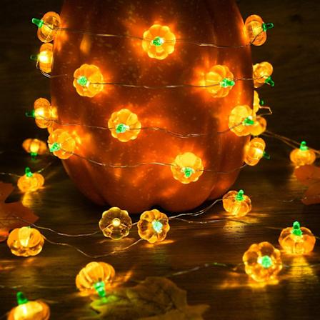 Kurpitsavalot paristokäyttöiset, 16,4 ft 50 LED syksyn valot ulkokäyttöön vedenpitävät, oranssit Halloween-valosarjat sadonkorjuun kiitospäivään, 