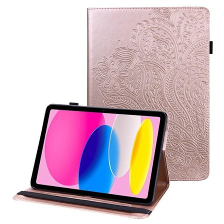 Til iPad 10.9 (2022) Tabletetui Cover Blomsterprægning - Rose Gold