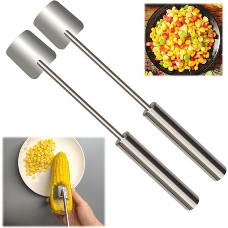 2 stk. Maiskolbestripper, Langt håndtak Maisfjernerverktøy i rustfritt stål, Rask og sikker kjernestripper for hjemmekjøkken, restauranter og O