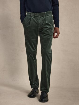 John Henric Men's Grøn Fløjlsbukser Tailored Fit Size 50