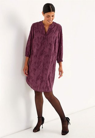 Cellbes of Sweden - Jacquardvævet, næsten gennemsigtig kjole i blomme til damer i størrelse 34/36