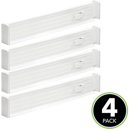 4 stk. justerbar skuffedeler - Praktisk skuffeorganisator i plast