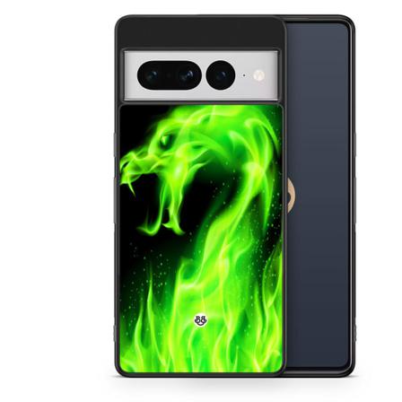 Bjornberry Skal Google Pixel 7 Pro - Grön Flames Dragon