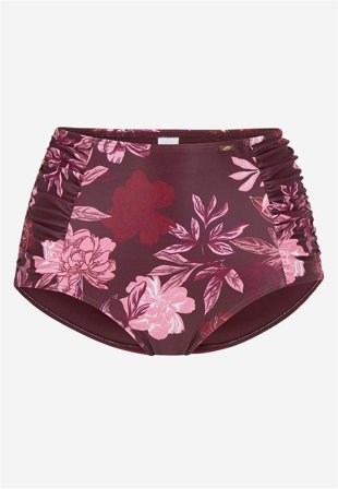 Cellbes of Sweden - Mønstret bikiniunderdel med høy midje i vinrød / blomstret for damer i størrelse 44
