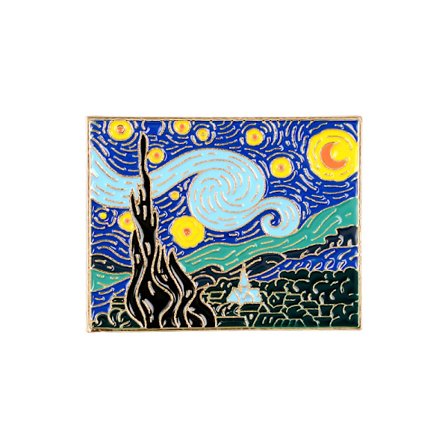 2 st Van Gogh Starry Night Painting emalj knappnål, Multi, 1,75 i