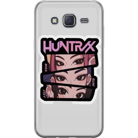 Yhteensopiva Puhelinkuori Samsung Galaxy J5 K-pop-inspiroitunut futuristinen tyttöryhmä neonvaloissa ja kosminen sci-fi-kohtaus