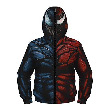 Børne Drenge Fuldt Lynlås Hoodie Jakke Venom 3D Print Tegneserie Hættetrøje Blå Rød