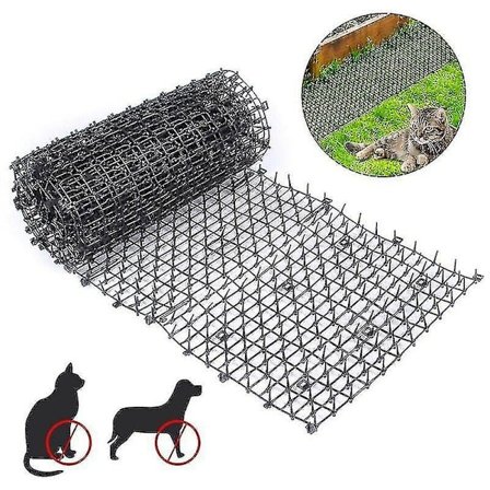 Garden Cat Bajs Pad Anti-stabb bälte, Cat Repellent Pad Flower Cat Repellent Net Svart (2 ris * 30 cm, svart + 8u naglar)
