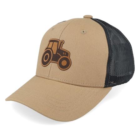 Kiddo Cap - Kids Tractor Engraved Patch Caramel/Black Trucker Trucker Beige Cap - @ Hatstore