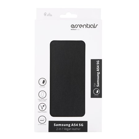 Essentials Samsung Galaxy A54 5G PU wallet, detachable, black