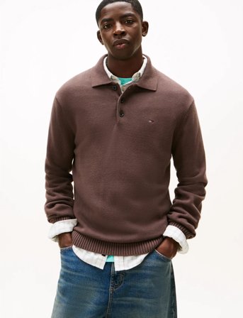 Tommy Jeans Tjm Slim Essential Polo Swtr Ext - Brown - XL