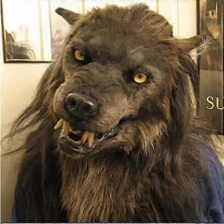 Halloween Skummel Dyremaske Hodemaske Cosplay Kostyme Latex Hodeplagg wolf