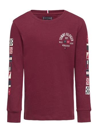 Flags Embroidered Reg Tee Ls Tops T-shirts Long-sleeved T-shirts Burgundy Tommy Hilfiger