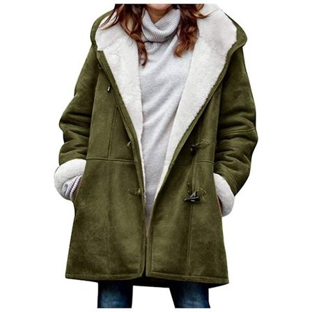 Dame Vinterfrakke Tyk Varm Fleece Hættejakke Dame Casual Plus Size Parka Jakke