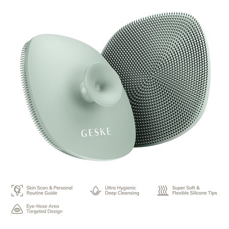 GESKE Facial Brush 4 in 1 Green, Skincare, Tilbehør Til Ansigtsrens, Rensebørster