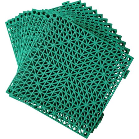 12 kpl Modulaarisia lukittuvia pehmusteita 11,6" x 11,6" Kumimatto Lattialaatat Viemäri (Vihreä)