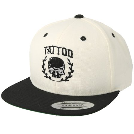 Tattoo Collective - White snapback Caps - Tattoo Skull White/Black Snapback @ Hatstore