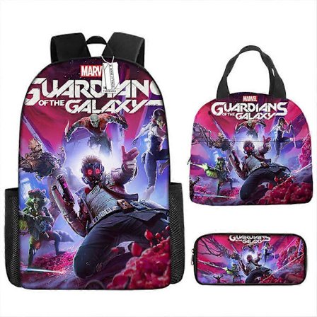 Guardians Of The Galaxy Rygsæk med Print til Folkeskole- og Gymnasieelever, Madkasse, Penalhus, Tre-Delt Sæt 25 -HGDMV