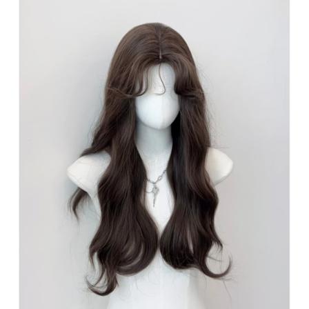 Mei La Peruk Kvinnors Långa Hår Lolita Ull Rulla Med Internet Röda Tåg Full Huvud Täckt Cold Brown Hair Net