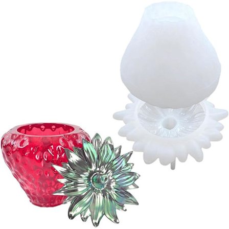 Jordbærdesign, harpiksdåse, forme med låg, epoxyforme til at lave UV-harpiks, støbeform, håndværk, gør-det-selv